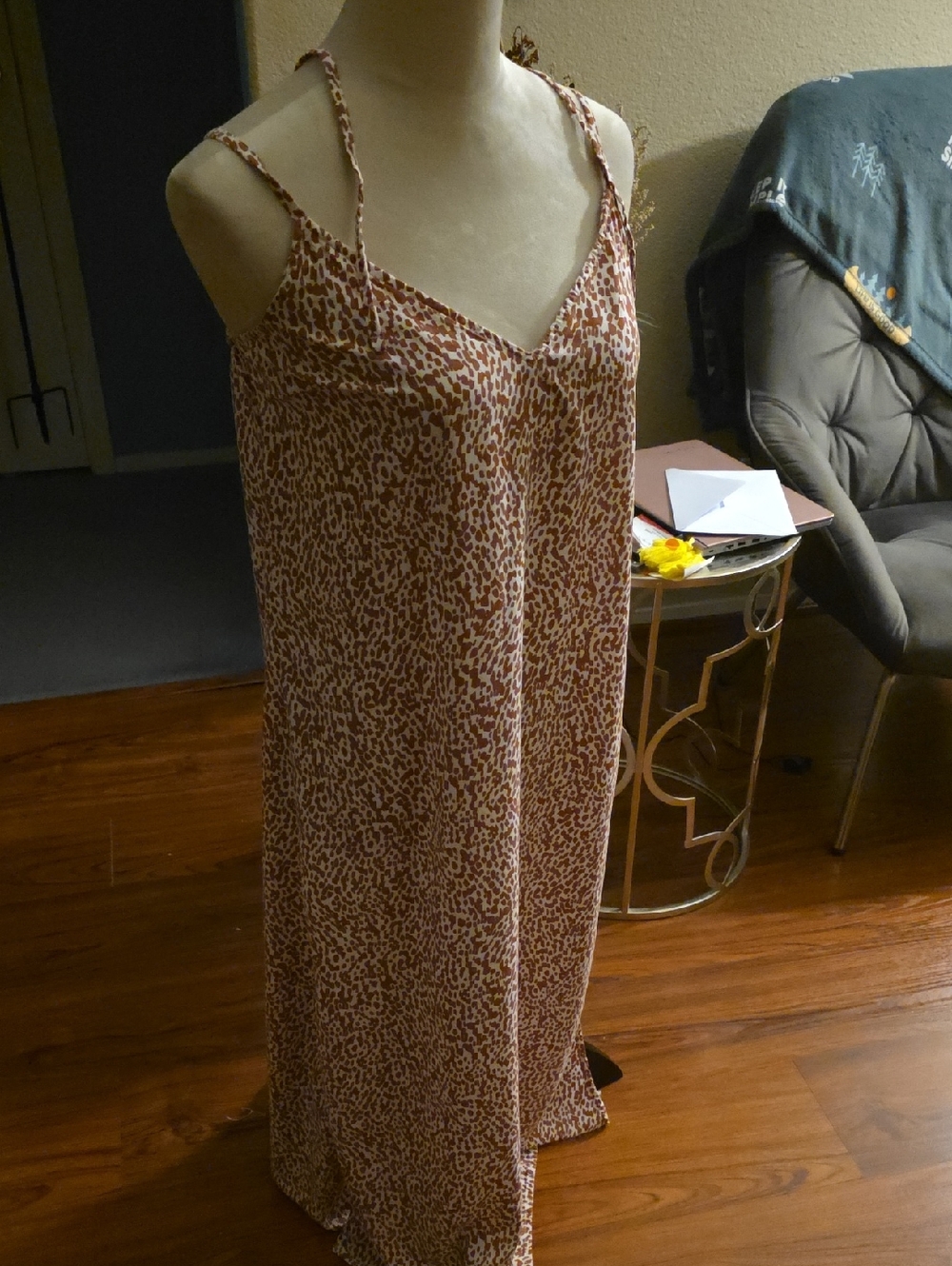 Old Navy Brown and Cream Leopard Slip Dress